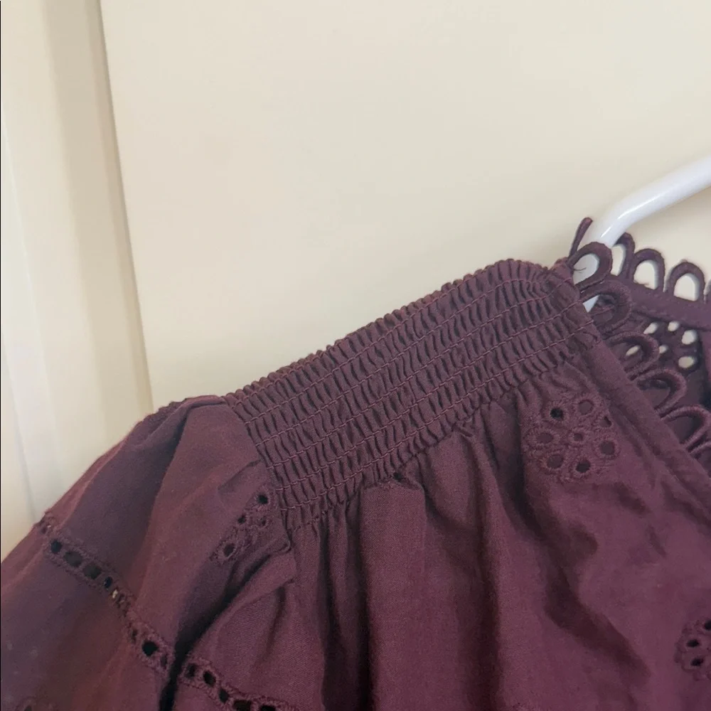 Caroline Constas Burgundy Eyelet Blouse - Picture 7 of 15